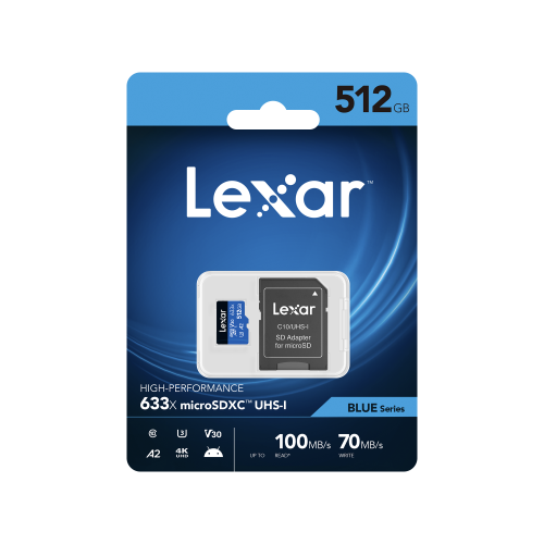 Lexar Micro SDXC UHS-1- Blue Series - V10 633x 100MB/s - 512GB