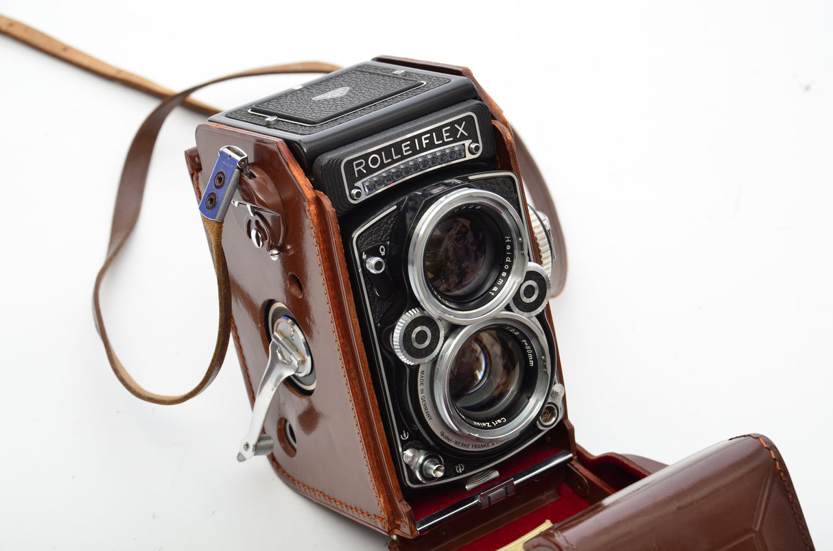 Used Rolleiflex 2.8F White Face With Original Leather Case