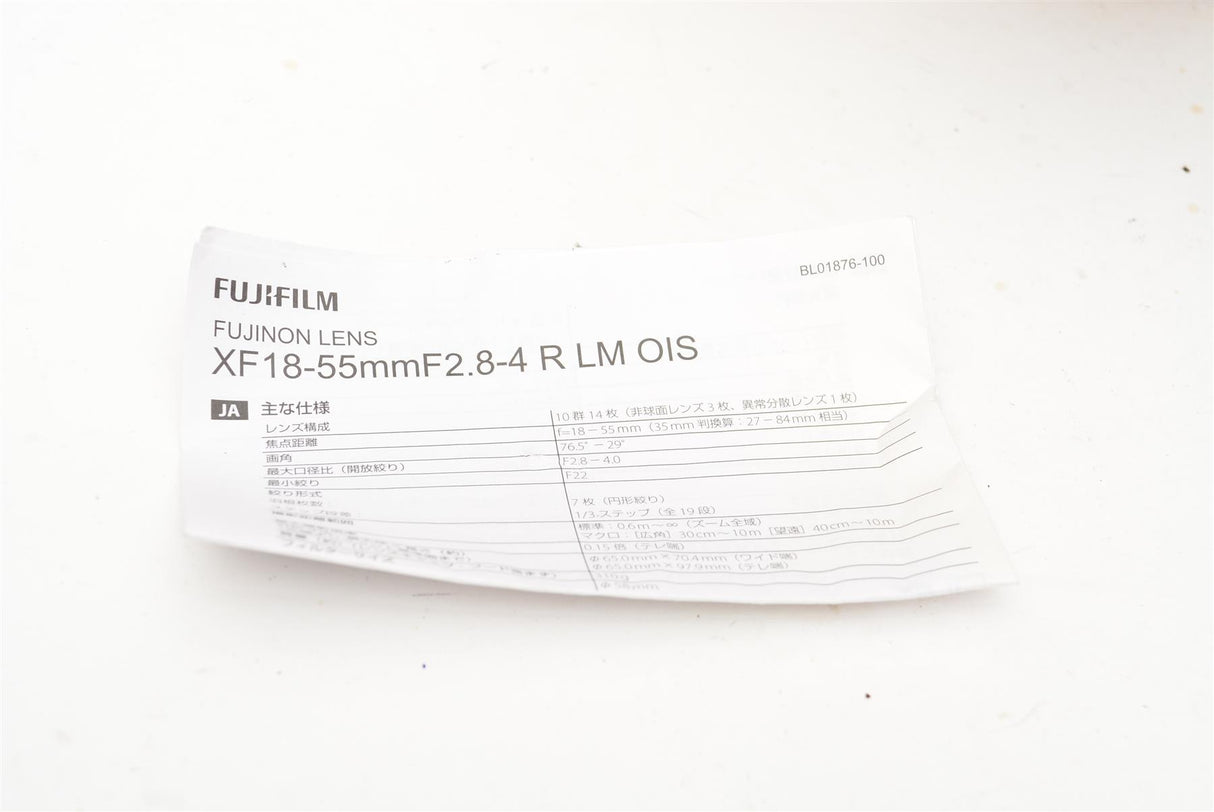 Used Fujifilm XF 18-55mm f/2.8-4 R LM OIS Super EBC Aspherical Lens