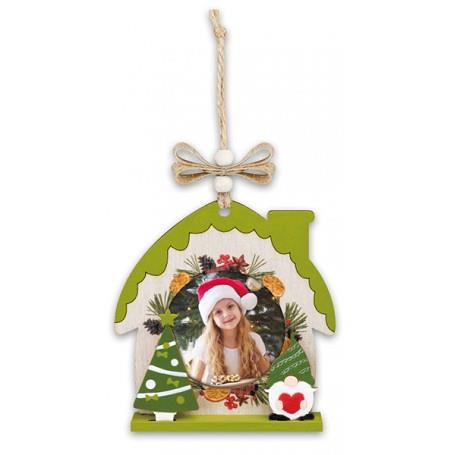 Christmas Wooden House Tree Ornament - Green Tree