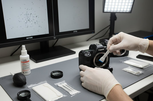 Sensor cleaning to remove dust and marks