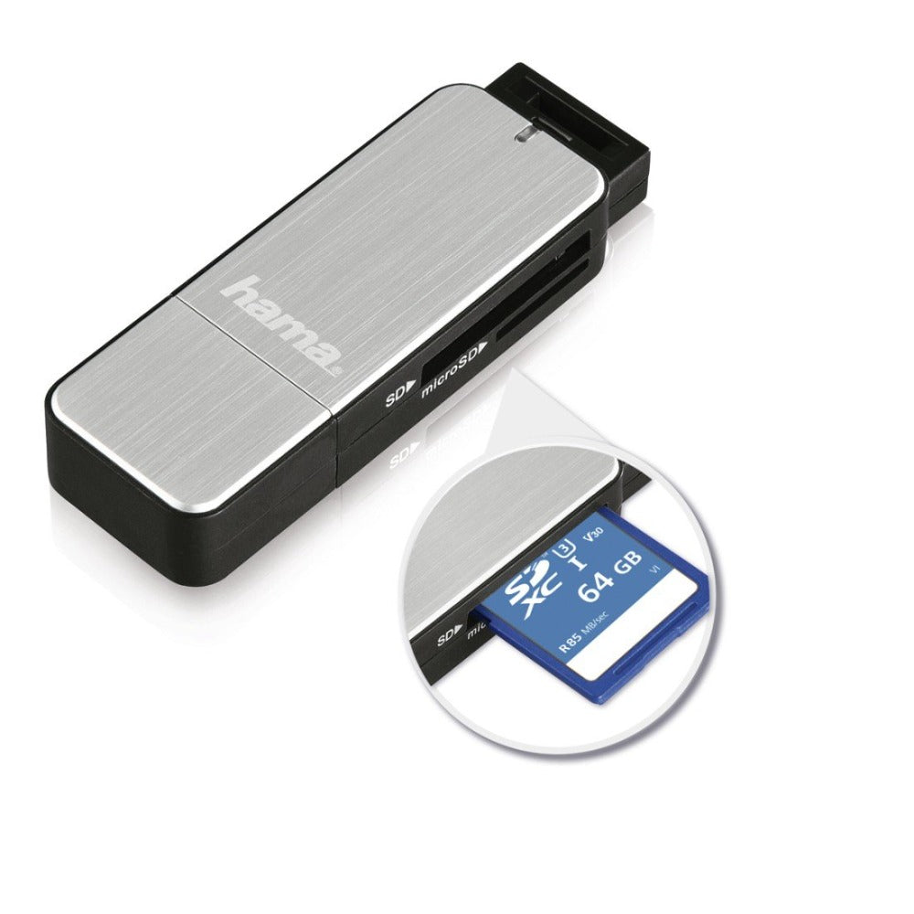 Hama USB 3.0 Card Reader, SD/microSD, silver