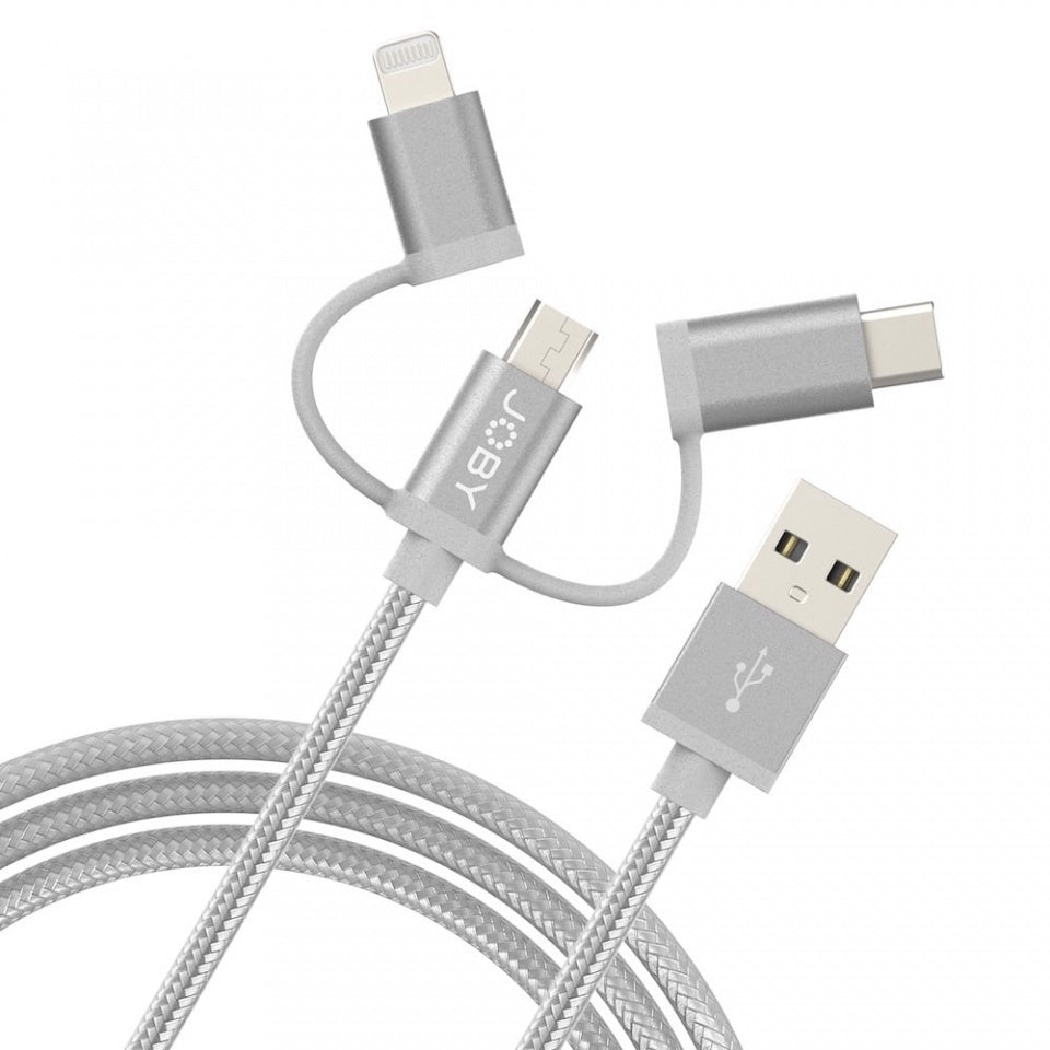 Joby Charge and Sync Cable 3-in-1, 1.2m Space Grey