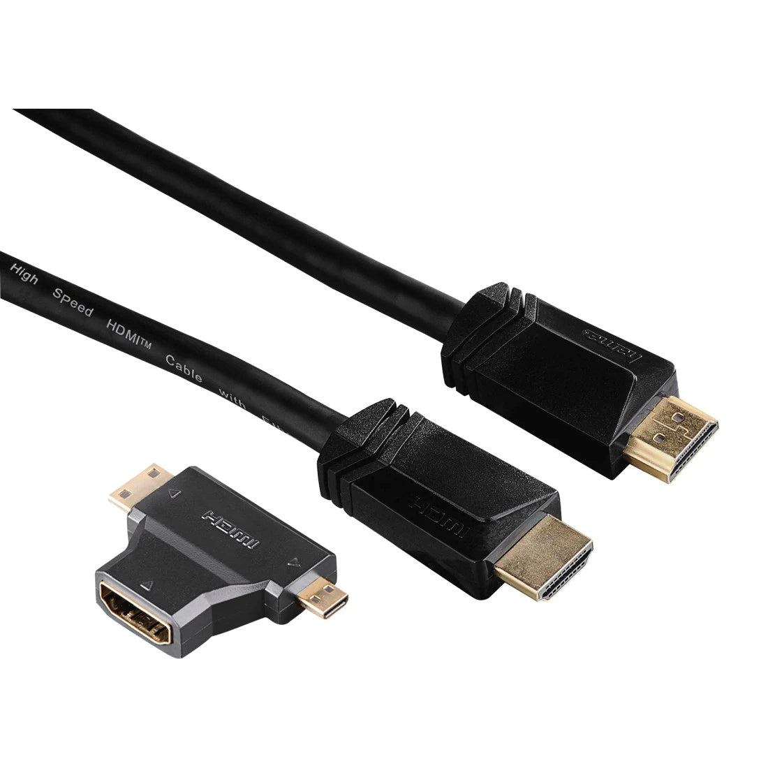 Hama High-Speed HDMI™ Cable, Plug - Plug, Ethernet, 1.5 m + HDMI™ Adapter