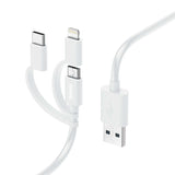 Hama 3-in-1 Multi Charging Cable, USB-A - Micro-USB, USB-C and Lightning, 1.0 m, white