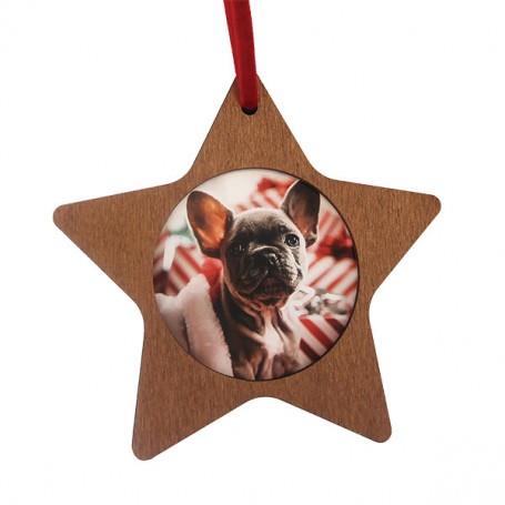 Christmas Dark Wooden Ornament Star - 80mm