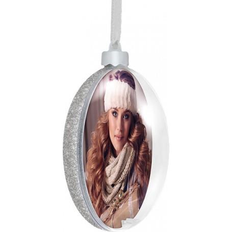 Christmas Bauble - Silver - 8.5x8.5cm