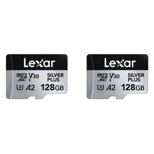 Lexar Micro  SDXC UHS-1 - Silver Plus Series -  V30 R205/W100MB/s - 128GB - Twin Pack