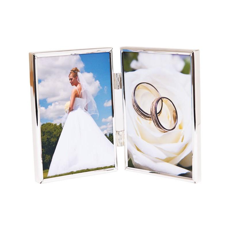 SixTrees Cambridge Silver Plated 3.5x5 Twin Folding Frame