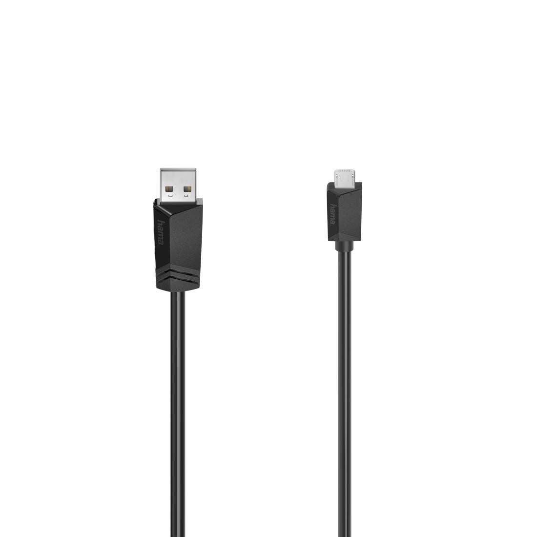Hama USB cable USB 2.0 USB-A plug to USB Micro-B plug -1.50m Black