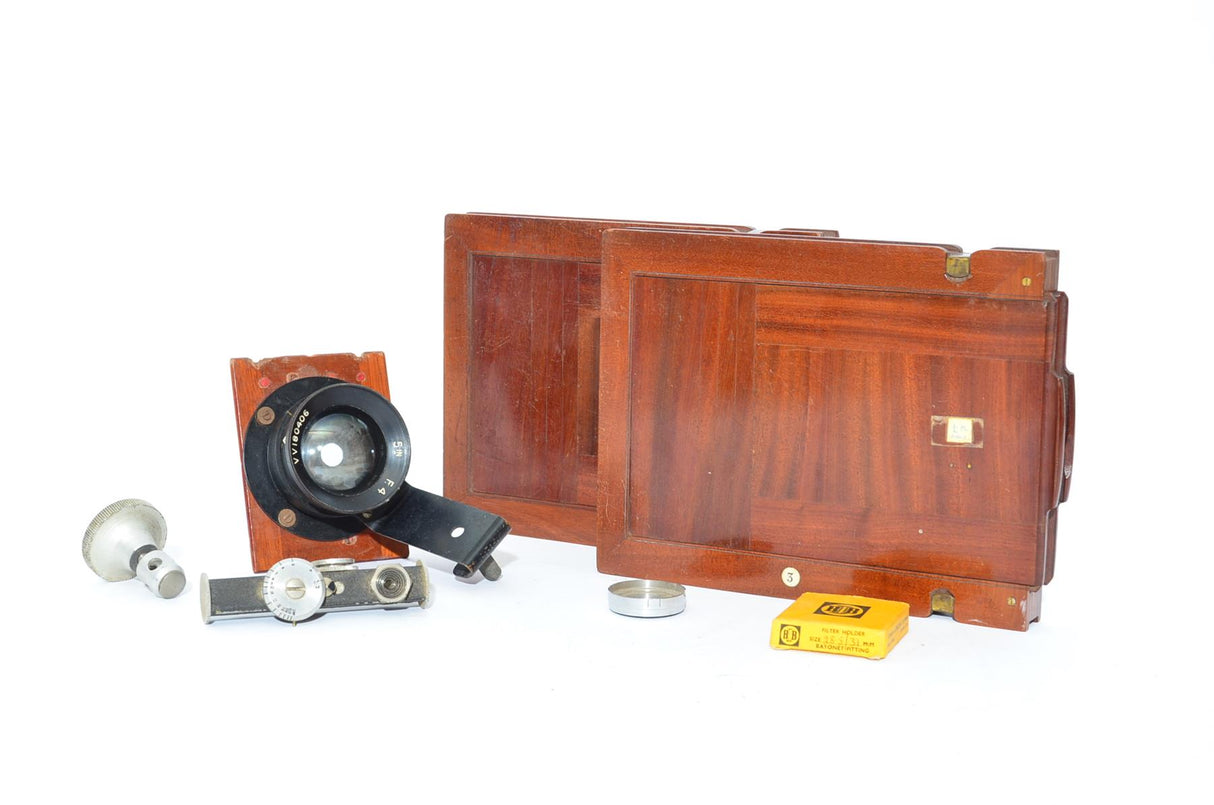 Used Sands & Hunter folding field camera with accessories
