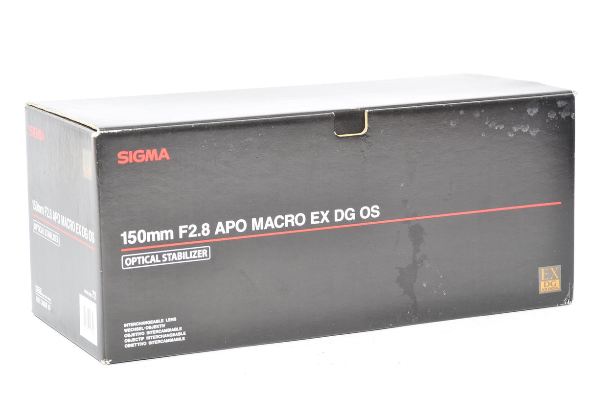 Used Sigma 150mm F/2.8 APO MACRO EX DG OS Lens For Canon