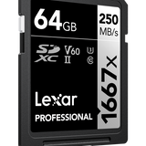 Lexar SDXC UHS-II - Pro Silver Series - V60 1667x 250MB/s - 64GB