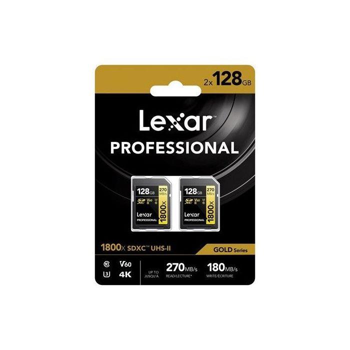 Lexar SD Pro Gold Series UHS-II 1800x 128GB V60 - TWIN PACK