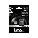 Lexar Micro  SDXC UHS-1 - Silver Plus Series -  V30 R205/W100MB/s - 64GB