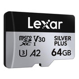 Lexar Micro  SDXC UHS-1 - Silver Plus Series -  V30 R205/W100MB/s - 64GB