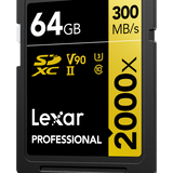 Lexar SDXC UHS-II - Pro Gold Series - V90 2000x 300MB/s - 64GB