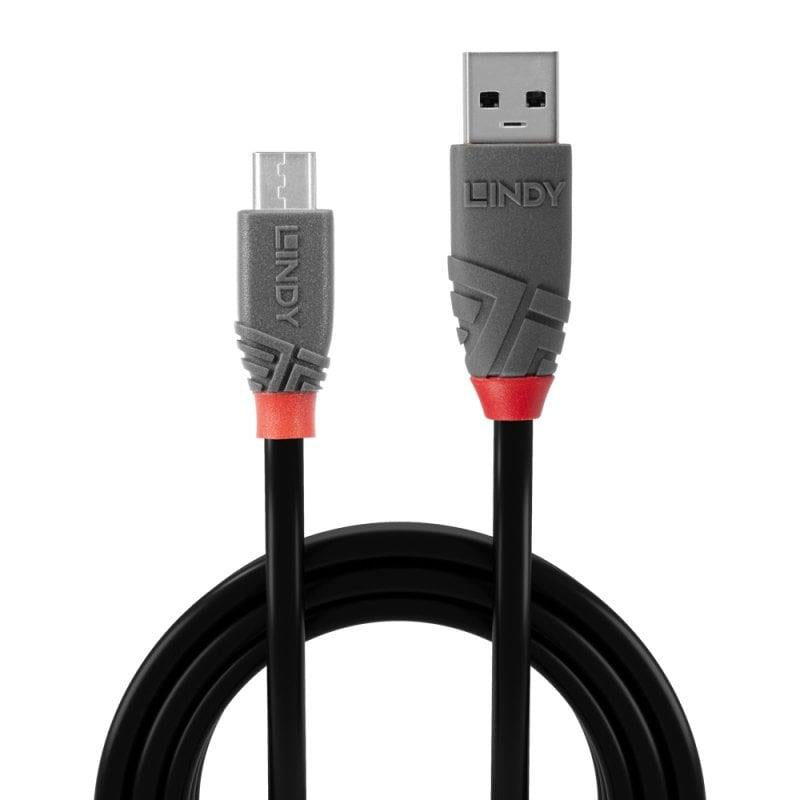 Lindy 1m USB 2.0 Type A to Micro-B Cable, Anthra Line