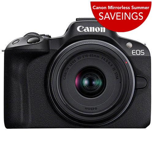 Canon EOS R50 Digital Camera- RF-S 18-45mm Lens - Black