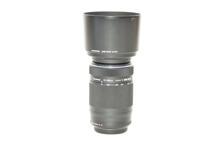 Used Olympus M. Zuiko ED 75-300mm f/4.8-6.7 II Micro 4/3 Lens + Hood