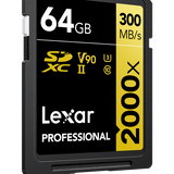 Lexar SDXC UHS-II - Pro Gold Series - V90 2000x 300MB/s - 64GB