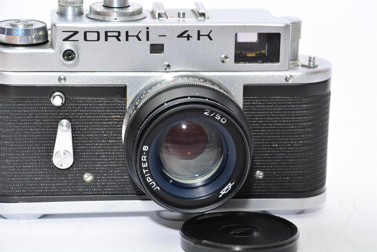 Used Zorki 4K 35mm Film Camera Made in USSR with Jupiter 8 50mm F2 Lens