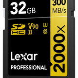 Lexar SDXC UHS-II - Pro Gold Series - V90 2000x 300MB/s - 32GB