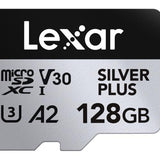Lexar Micro SDXC UHS-1 - Silver Plus Series -  V30 R205/W100MB/s - 128GB
