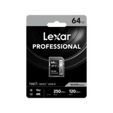 Lexar SDXC UHS-II - Pro Silver Series - V60 1667x 250MB/s - 64GB