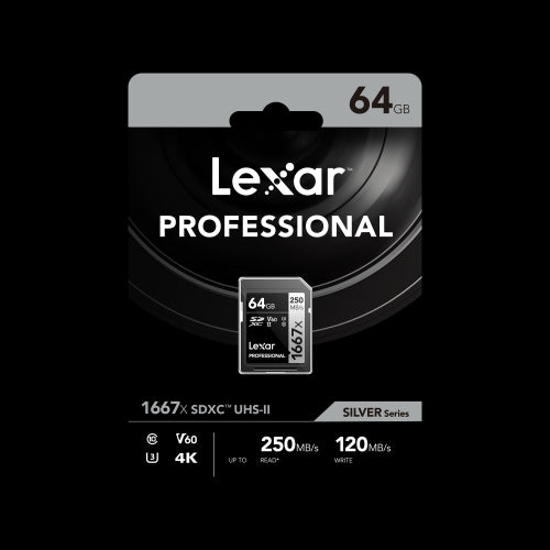 Lexar SDXC UHS-II - Pro Silver Series - V60 1667x 250MB/s - 64GB
