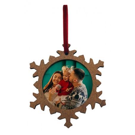 Christmas Dark Wooden Ornament Snowflake 80mm