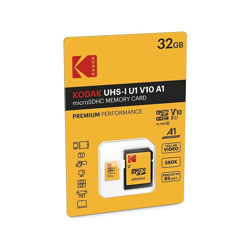 Kodak microSDHC UHS-I U1 32GB V10 Card + Adapter