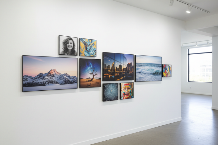 photo panels, Modern, frameless photo displays.Printed in-houseFixed sizes availableClean, contemporary presentation