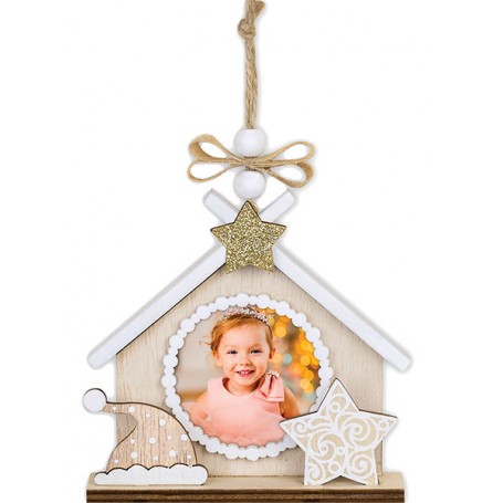 Wooden Tree House Ornament - Santa Hat