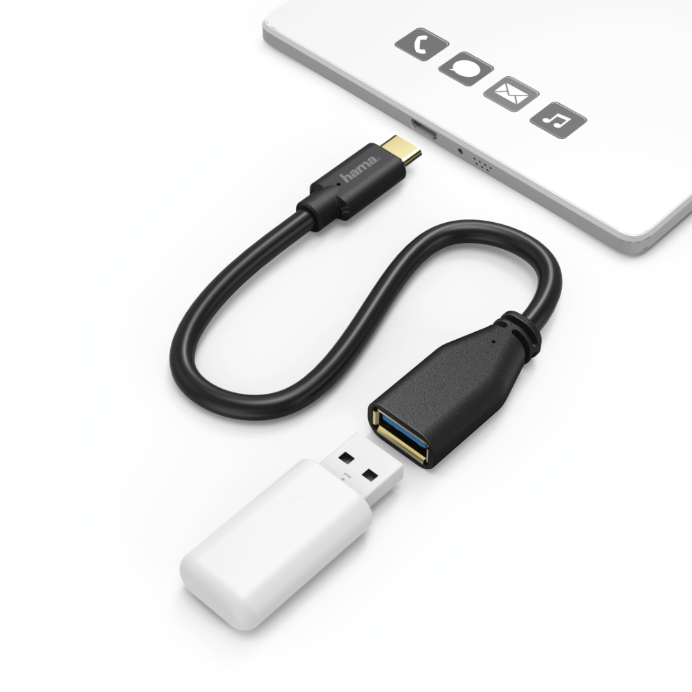 Hama USB-C Adapter Cable, USB-C Plug - USB 3.1 A Socket, gold-plated, 0.15 m