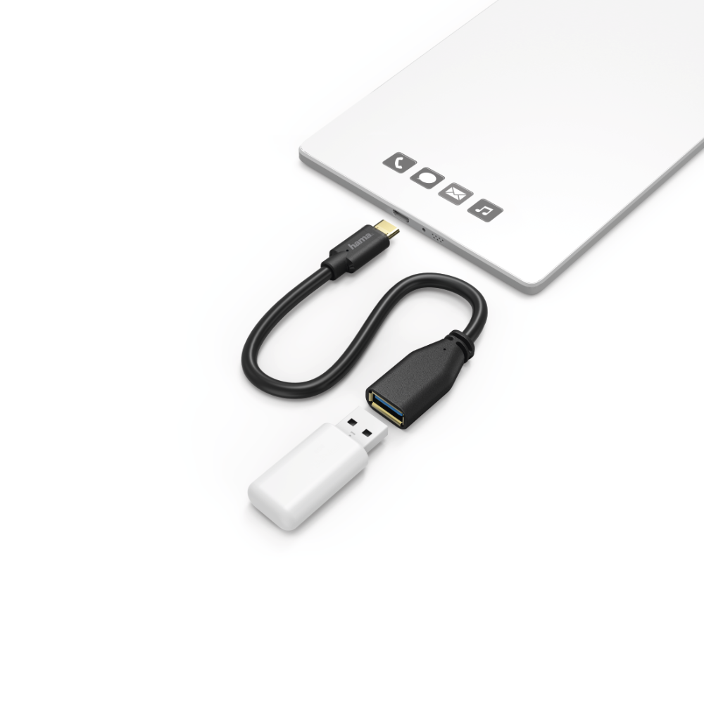 Hama USB-C Adapter Cable, USB-C Plug - USB 3.1 A Socket, gold-plated, 0.15 m