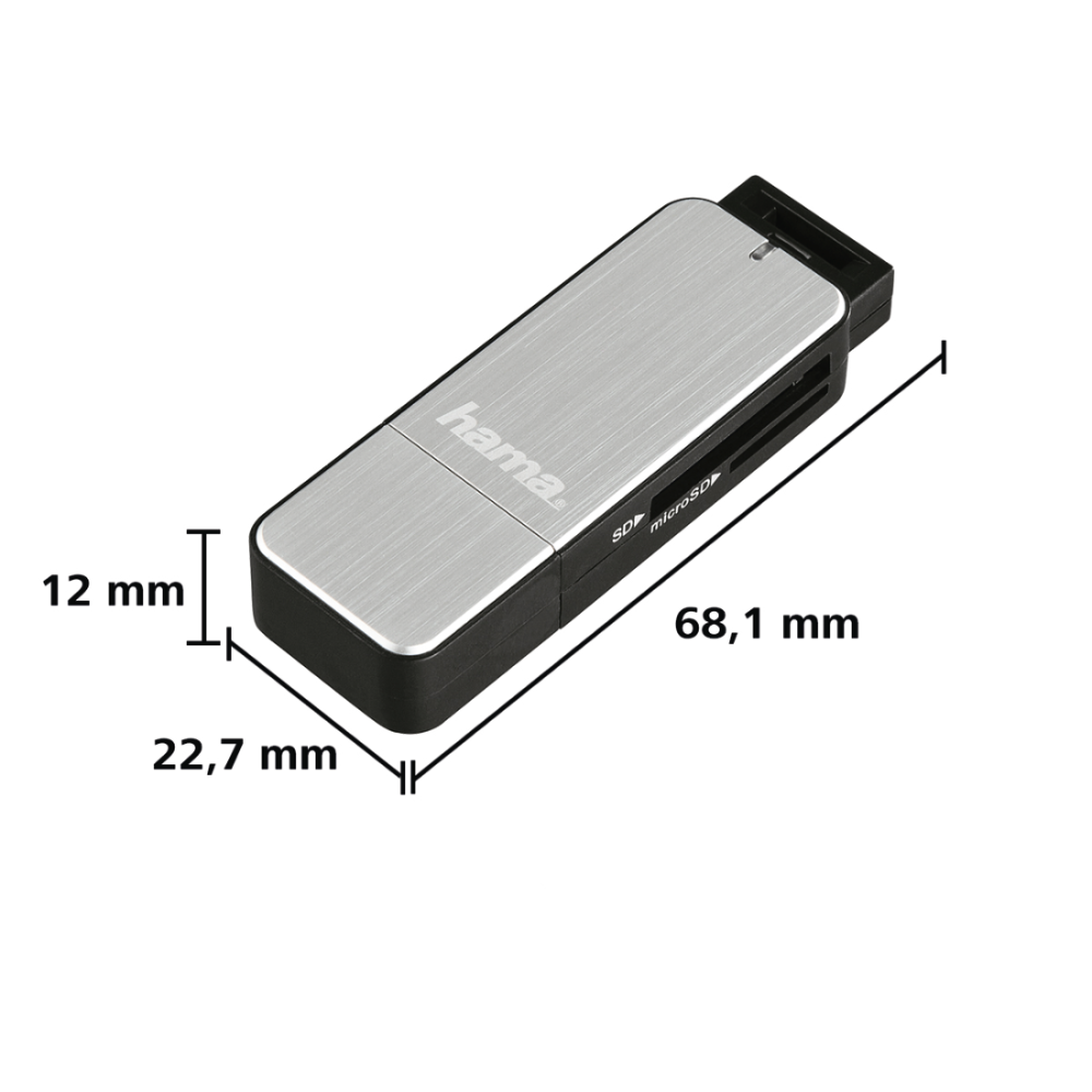 Hama USB 3.0 Card Reader, SD/microSD, silver