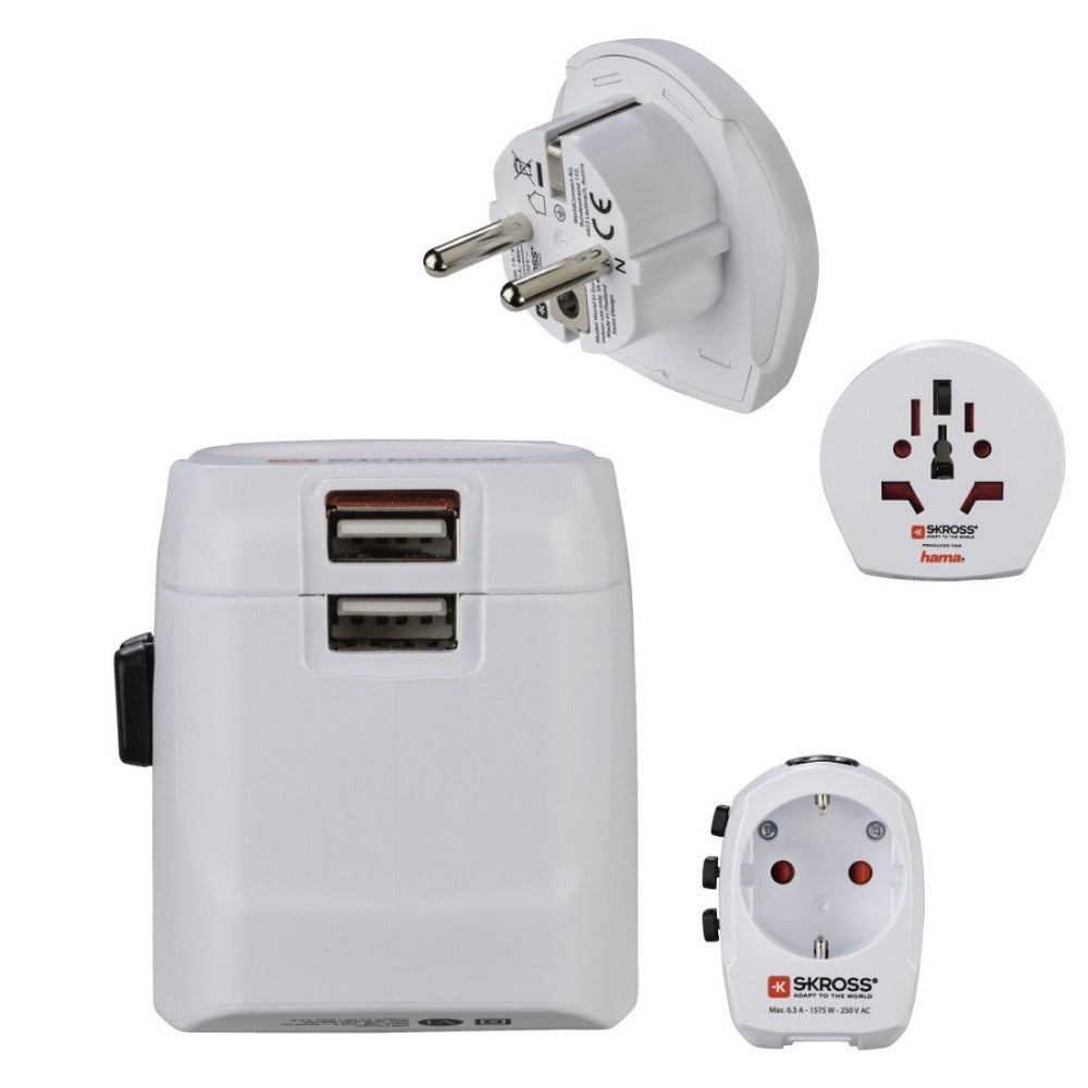 Hama "World Travel Pro Light USB World" World Travel Adapter Plug, 3 pins