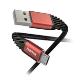 Hama "Extreme" Charging/Data Cable, USB-A - Micro-USB, 1.5 m, black/red