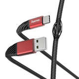 Hama "Extreme" Charging/Data Cable, USB-A - USB-C, 1.5 m, black/red