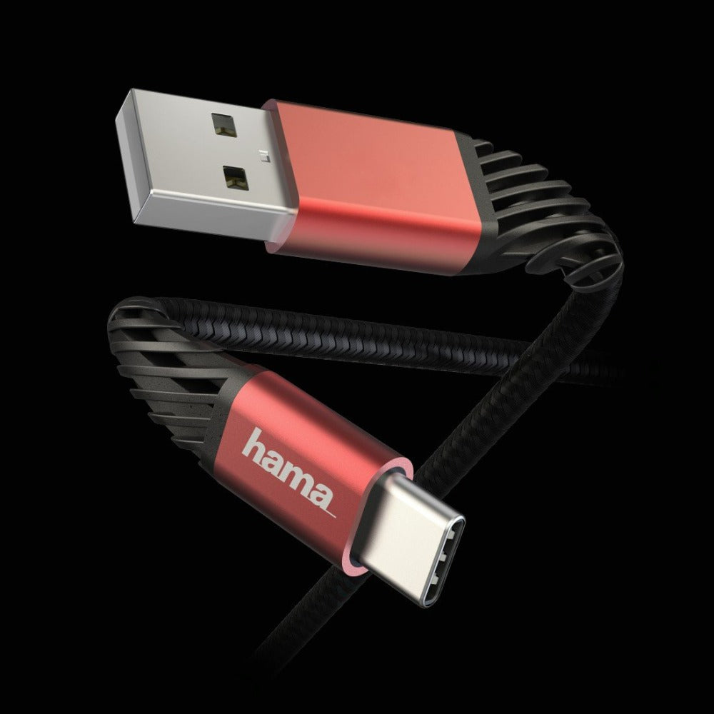 Hama "Extreme" Charging/Data Cable, USB-A - USB-C, 1.5 m, black/red