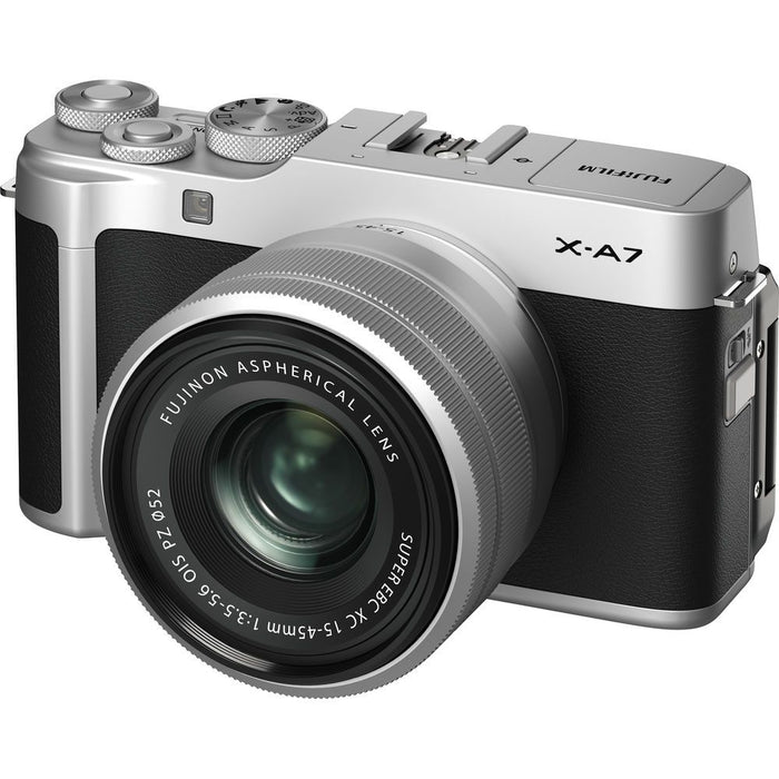 Fujifilm X-A7 Digital Camera with XC 15-45mm lens - Silver - Vlogger Kit