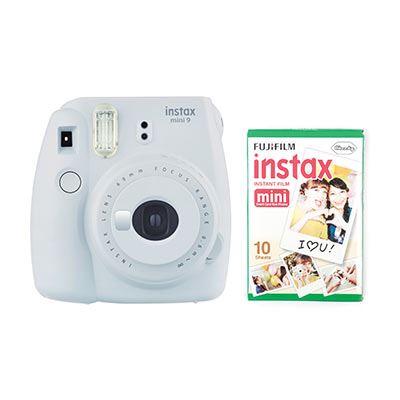 Fujifilm Instax Mini 9 Instant Camera with 10 shots - Smokey White