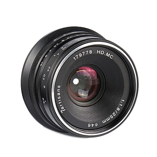 7Artisans 25mm F1.8 Manual Focus Lens - Black - Micro Four Thirds