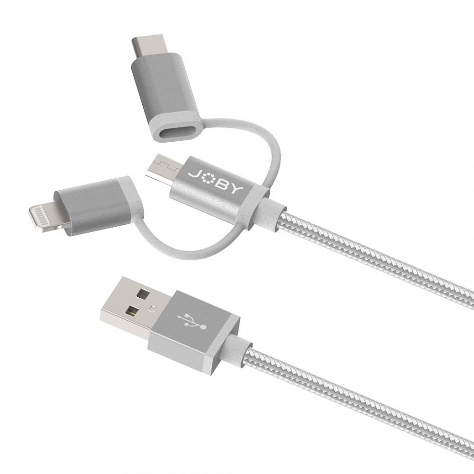 Joby Charge and Sync Cable 3-in-1, 1.2m Space Grey
