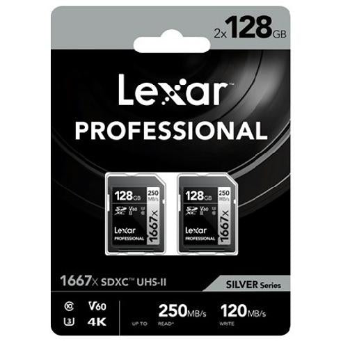 Lexar Professional 128GB 1667x SDXC UHS-II cards - TWIN Pack